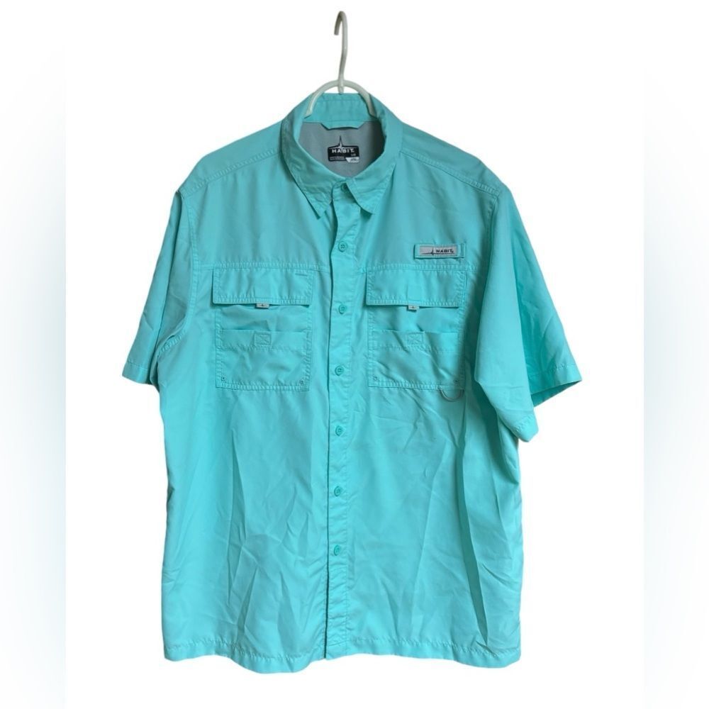 Habit Mens S/S Turquoise Active Fishing Shirt NWOT - Size Large 7 0474